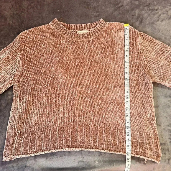 Cynthia Rowley Chenille Mock Neck Sweater 3/4 Sleeve Tan Chunky Soft Ribbed Sz L - Picture 5 of 6